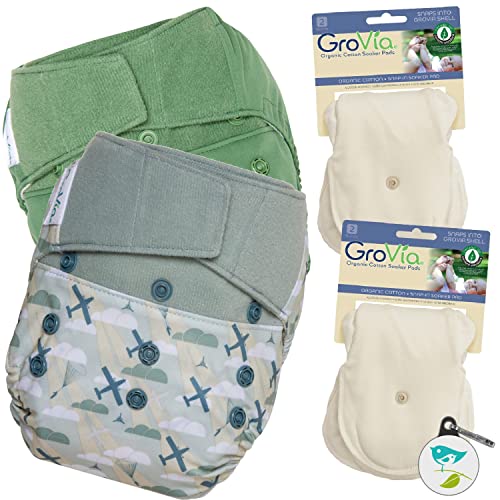 GroVia Experience Package: 2 Shells + 4 Organic Cotton Soaker Pads (Color Mix 10 Hook & Loop) | The Storepaperoomates Retail Market - Fast Affordable Shopping