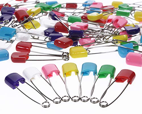 AnMiao Star 100 Pcs 7 Colors Plastic Head Safety Pin Safety Locking Baby Cloth Diaper Nappy Pins (1.6Inch Long) | The Storepaperoomates Retail Market - Fast Affordable Shopping