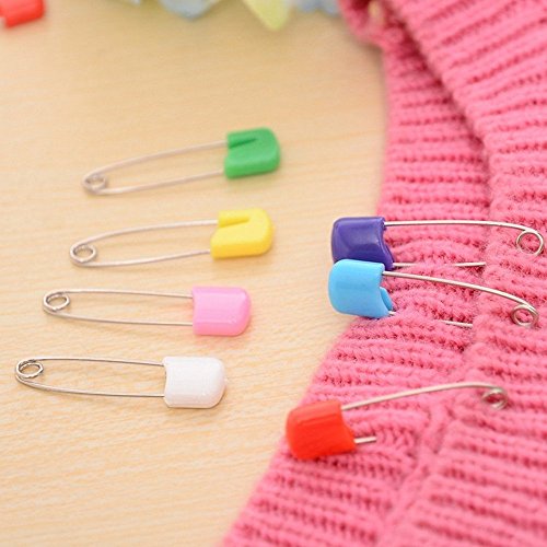 AnMiao Star 100 Pcs 7 Colors Plastic Head Safety Pin Safety Locking Baby Cloth Diaper Nappy Pins (1.6Inch Long) | The Storepaperoomates Retail Market - Fast Affordable Shopping