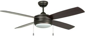 Craftmade LAV52ESP4LK-LED Laval 52″ Ceiling Fan with Dimmable LED Light & Pull Chain, 4 Reversible Blades, Espresso
