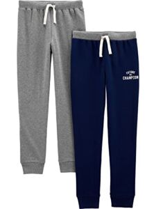 Simple Joys by Carter’s Toddler Boys’ Athletic Knit Jogger Pants, Pack of 2, Charcoal/Navy, 3T