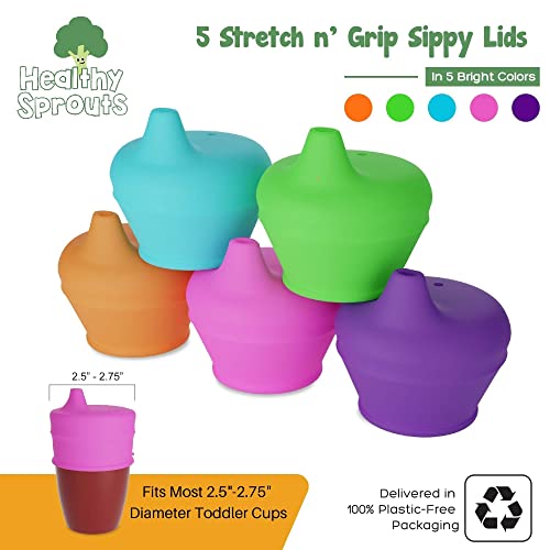 Sippy Cup Lids by Healthy Sprouts – (5 Pack) – Spill Proof Silicone Sippy Lids – Great for Toddlers, Infants, Babies (Purple, Pink, Green) | The Storepaperoomates Retail Market - Fast Affordable Shopping