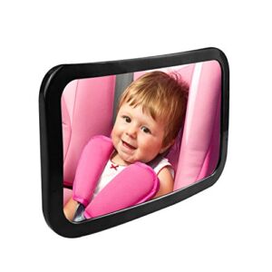 Baby Car Mirror, Aodis Premium Back Seat Mirror View Infant/Toddler in Back Seat 360 Degree Adjustable Best Car Seat Convex Mirror for Baby View.(Black)