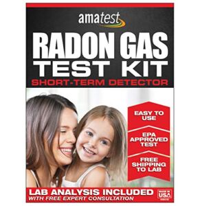 Amatest DIY Radon Gas Test Kit (2 Detectors), Includes Lab Analysis Fee, Prepaid Freight Envelope and Expert Consultation | 48-96h Short Term EPA Approved Radon Test