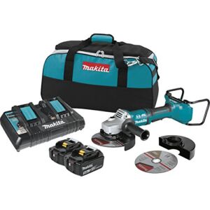 Makita XAG12PT1 5.0Ah 18V X2 LXT Lithium-Ion 36V Brushless Cordless 7″ Paddle Switch Cut-Off/Angle Grinder Kit, with Electric Brake , Blue