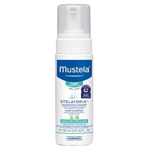 Mustela Stelatopia Eczema-Prone Skin Foam Shampoo for Newborn & Baby with – with Natural Avocado & Sunflower Oil – Fragrance-Free & Tear Free – 5.07 fl. oz.