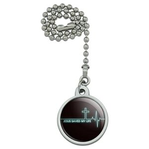 GRAPHICS & MORE Jesus Saved My Life EKG Heart Rate Pulse Religious Christian Ceiling Fan and Light Pull Chain