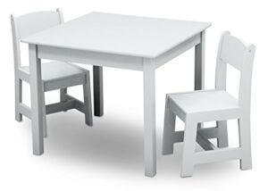 Delta Children MySize Kids Wood Table and Chair Set (2 Chairs Included) – Ideal for Arts & Crafts, Snack Time, & More – Greenguard Gold Certified, Bianca White, 3 Piece Set