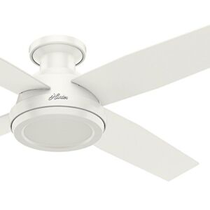 Hunter Fan 52 inch Contemporary Low Profile No Light Fresh White Ceiling Fan with Remote Control (Renewed)