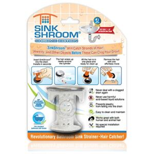 SinkShroom Revolutionary Bathroom Sink Drain Protector Hair Catcher, Strainer, Snare, Sinkshroom Chrome Edition, 1″ -1.4″
