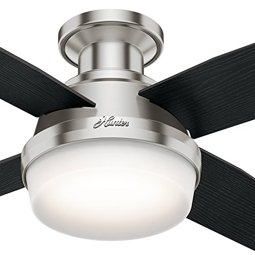 Hunter Fan 44′ Contemporary Low Profile Ceiling Fan in Brushed Nickel with LED Light Kit and Remote Control (Renewed) | The Storepaperoomates Retail Market - Fast Affordable Shopping