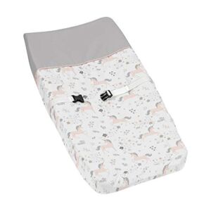 Pink, Grey and Gold Changing Pad Cover for Unicorn Collection by Sweet Jojo Designs