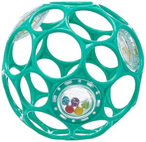 Bright Starts Oball Rattle Easy-Grasp Toy, Teal – 4″, Ages Newborn Plus, 1 Count (Pack of 1)