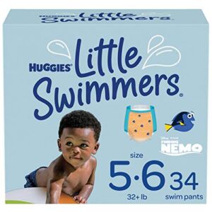 Swim Diapers Size 5-6, Huggies Little Swimmers Disposable Swimming Diapers, Large, 34 Ct