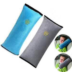 Auto Seat Belt Pillow Car Safety Belt Protect,Shoulder Pad,Adjust Vehicle Seat Belt Cushion for Children,Kids Seatbelt Pillow 2 Packs (Gray,Blue)