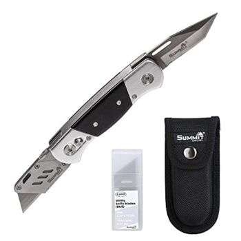 Heavy Duty Folding Utility Knife Dual Blades / Box Cutter with Nylon Pouch + 5 SK5 Blades (Professional Grade) | The Storepaperoomates Retail Market - Fast Affordable Shopping
