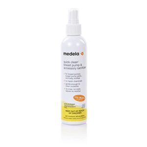 Medela Quick Clean Breast Pump and Accessory Sanitizer Spray Safe No Rinse Breastpump Sterilizer Eliminates 99.9 of Common Bacteria and Germs 8 Fluid Ounces, Clear