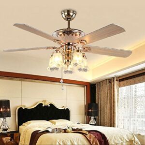 Modern Ceiling Fan with 5 Reversible Blades 5 Frosted Light Kit and Remote Control, Quiet Fan, Ecological Chandelier Fan, Golden Finish, 52-Inch1