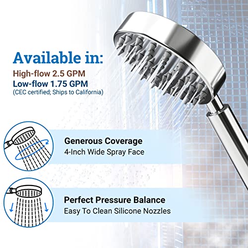 All Metal Handheld Shower Head with Hose and Brass Holder – Polished Chrome – High Pressure 2.5 GPM Detachable Hand Held Showerhead – 6ft Long Flexible Extension – Adjustable Spray Wand Bracket | The Storepaperoomates Retail Market - Fast Affordable Shopping
