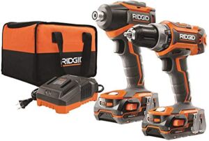 Ridgid R9603 18V Lithium Ion Cordless Brushless Drill Driver and Impact Driver Combo Kit (2 x 1.5 Amp Hour Batteries, 18V Battery Charger, and Case Included)