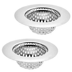 2 Pack – 2.75″ Top / 1.5″ Basket, Stainless Steel Slop, Utility, Kitchen and Bathroom Sink Strainer. 1/8″ Holes