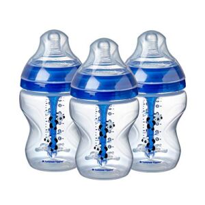 Tommee Tippee Anti-Colic Baby Bottles, Slow Flow Breast-Like Nipple and Unique Anti-Colic Venting System, 9oz, 3 Count, Blue Pandas