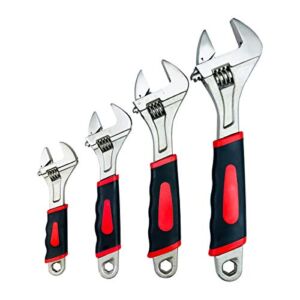 Navegando Adjustable Wrenches Set, Shifter Movable Spanners Set Adjustable Wrench Tools Kit with Rubber Grip (6/ 8/ 10/12 IN)