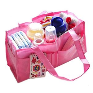 Unisex Baby Diaper Bag Nappy Mother Portable Travel Handbag Bottle Holder Organizer Bag (Pink)