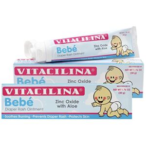 Vitacilina Bebe, Diaper Rash Ointment, Skin Protectant with Vitamins and Wetting oils, Protects Baby’s Skin, 2-Pack of 1.76 Oz, 2 Boxes