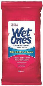 WET ONES Antibacterial Hand Wipes, Fresh Scent 20 ea (Pack of 6)
