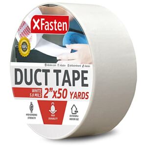 XFasten Duct Tape White, 2 Inches x 50 Yards, All-Weather Duct Repair Tape for Heavy-Duty Repair, Patching, Packing | High Tensile Strength & Shear Stress Resistance | Cold and Snow Resistant
