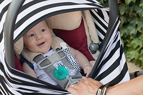 Premium Baby Car Seat Cover Set By Ike & Leo – Multipurpose Stretchy Baby Cart Canopy -Breastfeeding Cover – Lightweight & Breathable – Black & White Classic Stripes Design – Bonus Bamboo Nursing Pads | The Storepaperoomates Retail Market - Fast Affordable Shopping