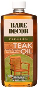 Bare Decor Premium Golden Teak Oil for Home and Marine Use, 16oz