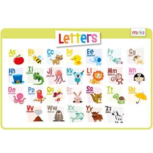 merka Kids Placemats Educational Placemat Non Slip Reusable Plastic Toddlers Alphabet ABC Letters Fun Activities and Learning Placemat for The Dining and Kitchen Table for Kids and Toddlers Ages 2-4