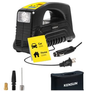 Kensun AC/DC Digital Tire Inflator for Car 12V DC and Home 110V AC Rapid Performance Portable Air Compressor Pump for Car, Bicycle, Motorcycle, Basketball and Others