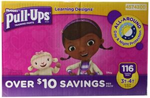 Huggies Pull-ups Training Pants for Girls (Size L, 3T – 4T, 116 Count)