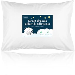 Toddler Pillow with Pillowcase – 13×18 Soft Organic Cotton Toddler Pillow for Sleeping – Washable Baby Nap Pillow – Travel Pillow for Kids – Toddler Sleeping Pillow Toddler Bedding (White)