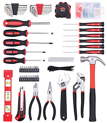 FASTPRO 215-Piece Home Repairing Tool Set with 12-Inch Wide Mouth Open Storage Bag,Household Hand Tool Kit,Red | The Storepaperoomates Retail Market - Fast Affordable Shopping