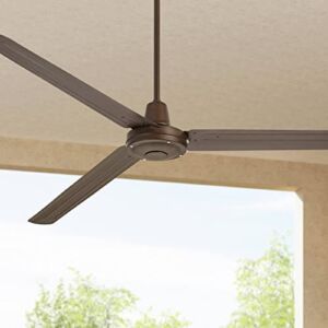 72″ Turbina Modern Industrial Farmhouse 3 Blade Large Indoor Outdoor Ceiling Fan with Remote Oil Rubbed Bronze Brown Damp Rated for Patio Exterior House Porch Gazebo Garage Barn Roof – Casa Vieja