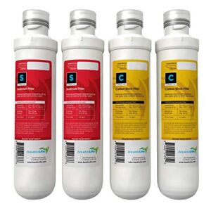 AQUATICLIFE Twist-In RO/RODI Replacement Cartridges – Includes 2 Carbon Block Filters and 2 Sediment Cartridges, 3 and 4-Stage Reverse Osmosis Deionization Systems