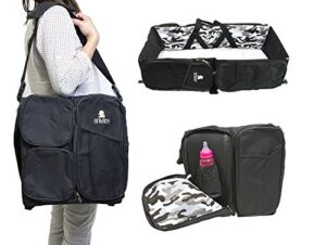 3 in 1 Diaper Bag – Changing Station – Travel Bassinet – #1 Multi Purpose Diaper Bag (Black)