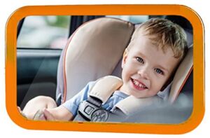 Bixon Baby Safety Mirror Orange – Shatterproof Back-Seat Wide Convex Mirror for Infants; Easy Fitting to Keep Baby in Sight, Clearer View with Allowed Rotation