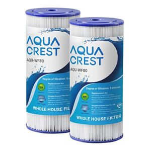 AQUACREST FXHSC Whole House Water Filter, Replacement for GE FXHSC, GXWH40L, GXWH35F, American Plumber W50PEHD, W10-PR, Culligan R50-BBSA, 5 Micron, 10″ x 4.5″, High Flow Sediment Filters, Pack of 2