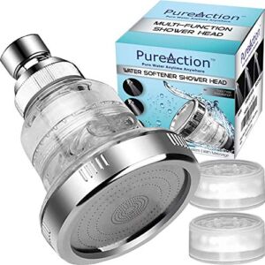 PureAction Water Softener Shower Head Filter for Hard Water – Chlorine & Fluoride Filter – Filtered Shower Head – High Pressure Rain Showerhead – 2 Replaceable Filters – Best Shower As Dry Skin & Hair