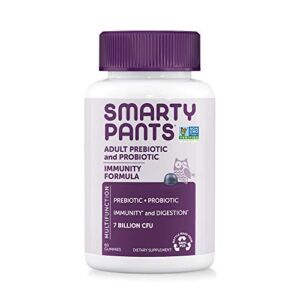 SmartyPants Adult Probiotic Immunity Gummies: Prebiotics & Probiotics for Immune Support & Digestive Comfort, Strawberry Crème, 60 Gummy Vitamins, 30 Day Supply, No Refrigeration Required