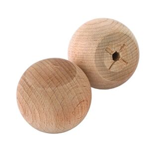 Hardwood Ball Knob 1 1/2″ Dia, Flat 1″ w/Screws 2 Pack
