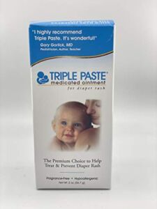 Triple Paste Diaper Rash Cream, Hypoallergenic Medicated Ointment for Babies, 2 oz