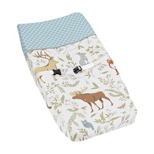 Blue, Grey and White Woodland Animal Toile Baby Girl or Boy Changing Pad Cover