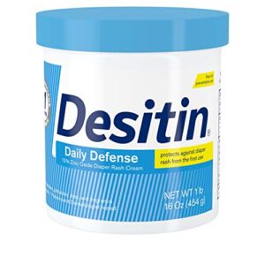 Desitin Daily Defense Baby Diaper Rash Cream with Zinc Oxide to Treat, Relieve & Prevent diaper rash, Hypoallergenic, Dye-, Phthalate- & Paraben-Free, 16 oz (Pack of 2)
