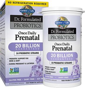 Garden of Life – Dr. Formulated Probiotics Once Daily Prenatal – Acidophilus and Bifidobacteria Probiotic Support for Mom and Baby – Gluten, Dairy, and Soy-Free – 30 Vegetarian Capsules